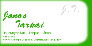 janos tarpai business card